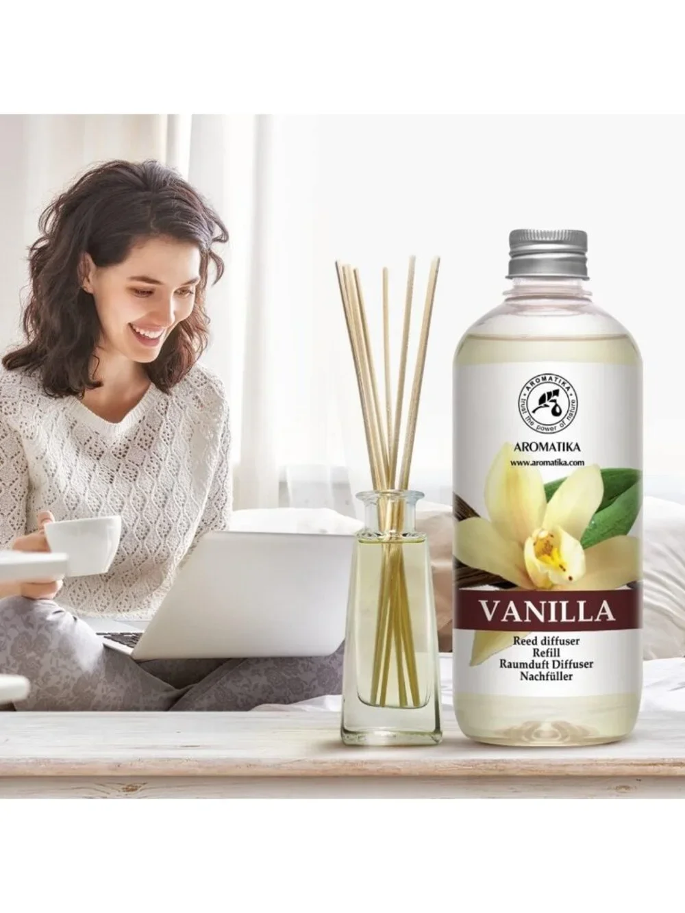 Vanilla Scented Reed Diffuser Refill - 3x500ml Home Fragrance Oil - Long Lasting